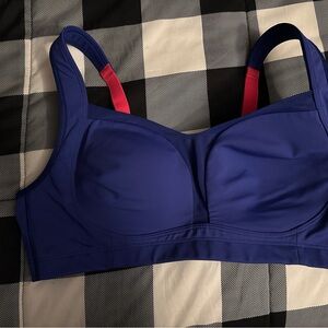 lululemon athletica Deep Blue Sports Bra with Pink Strap Details